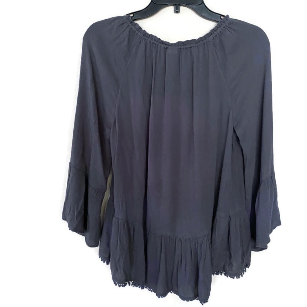 Aerie Flowy Peasant Blouse Bell Sleeves Gray Size Small - Picture 4 of 10